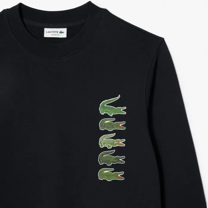Sweaters and Sweatshirts Men Lacoste Men039s Classic Fit Croc Print Sweatshirt Abysm Blue Hde