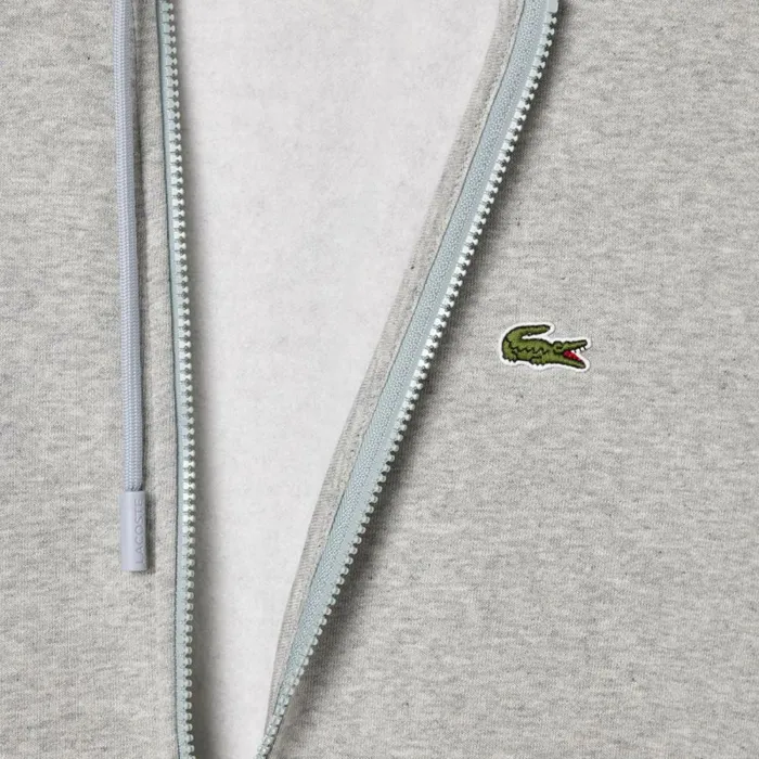 Sweaters and Sweatshirts Men Lacoste Men039s Colorblock Hoodie Grey Chine Black White Sj1