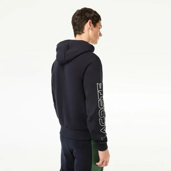 Sweaters and Sweatshirts Men Lacoste Men039s Colorblock ZipUp Hoodie Navy Blue Dark Green Mi7