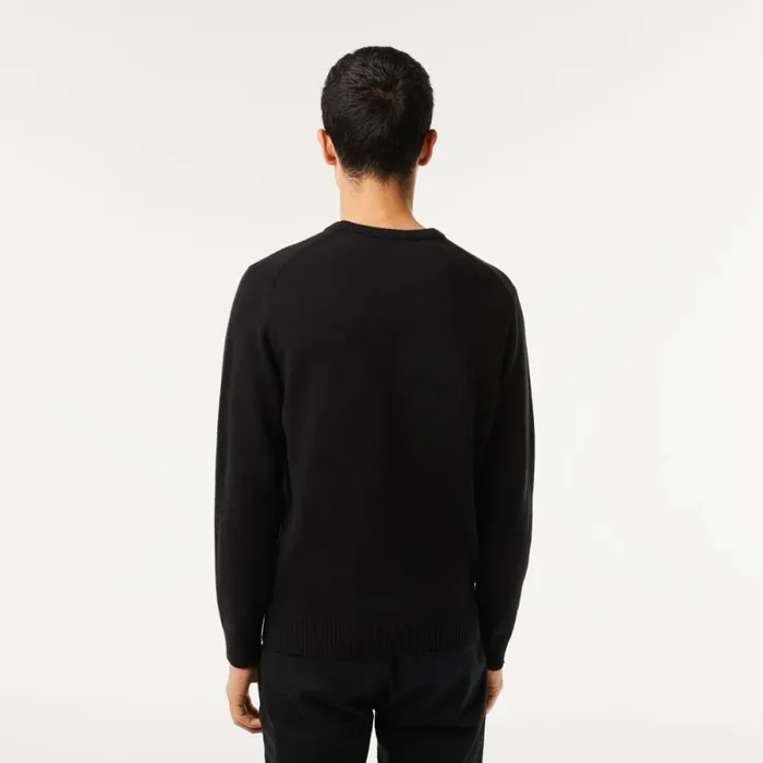 Sweaters and Sweatshirts Men Lacoste Men039s Crew Neck Wool Sweater Black 031