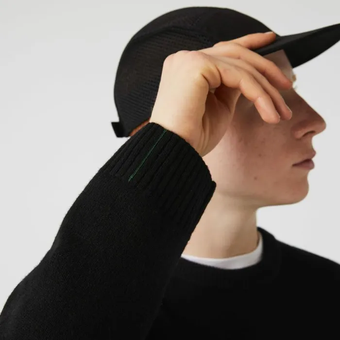 Sweaters and Sweatshirts Men Lacoste Men039s Crew Neck Wool Sweater Black 031