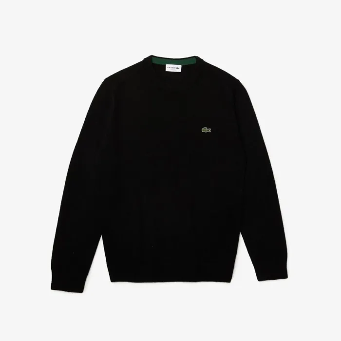 Sweaters and Sweatshirts Men Lacoste Men039s Crew Neck Wool Sweater Black 031