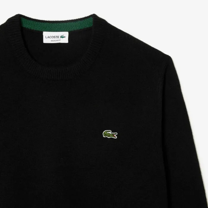Sweaters and Sweatshirts Men Lacoste Men039s Crew Neck Wool Sweater Black 031