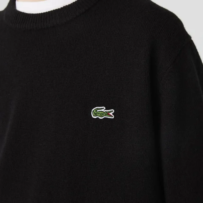 Sweaters and Sweatshirts Men Lacoste Men039s Crew Neck Wool Sweater Black 031