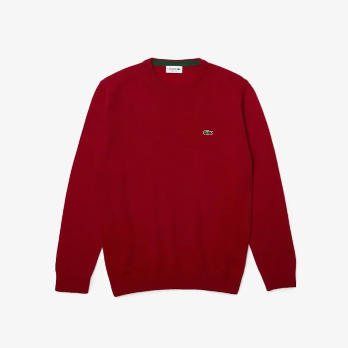 Sweaters and Sweatshirts Men Lacoste Men039s Crew Neck Wool Sweater Bordeaux 476
