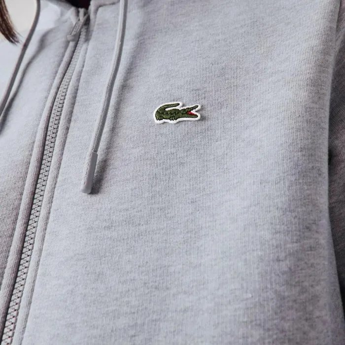 Sweaters and Sweatshirts Men Lacoste Men039s Fleece ZipUp Hoodie Grey Chine Cca