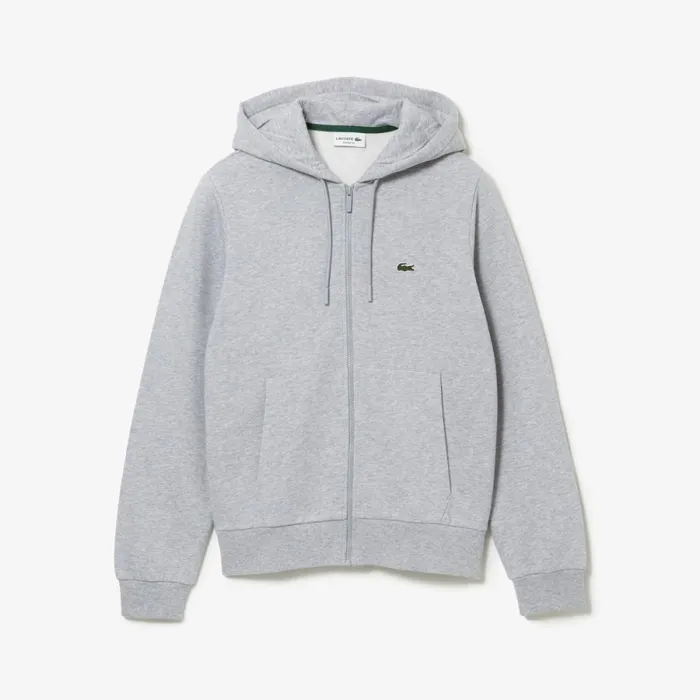 Sweaters and Sweatshirts Men Lacoste Men039s Fleece ZipUp Hoodie Grey Chine Cca
