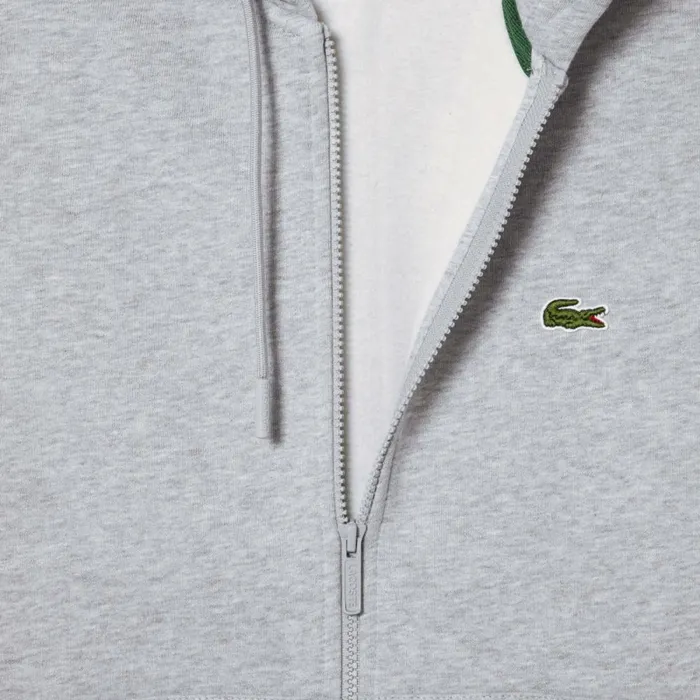 Sweaters and Sweatshirts Men Lacoste Men039s Fleece ZipUp Hoodie Grey Chine Cca