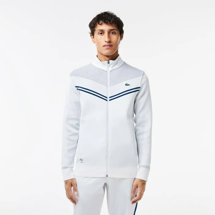 Sweaters and Sweatshirts Men Lacoste Men039s Lacoste Tennis X Daniil Medvedev PostMatch Jacket White Navy Blue Bed Sweaters and Sweatshirts Men Lacoste Men039s Lacoste Tennis X Daniil Medvedev PostMatch Jacket White Navy Blue Bed
