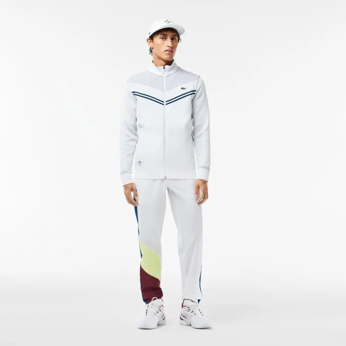 Sweaters and Sweatshirts Men Lacoste Men039s Lacoste Tennis X Daniil Medvedev PostMatch Jacket White Navy Blue Bed