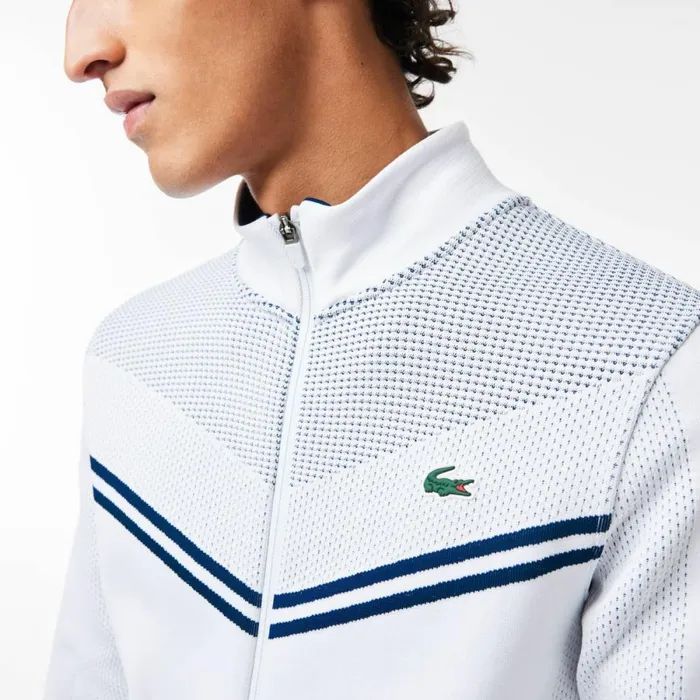 Sweaters and Sweatshirts Men Lacoste Men039s Lacoste Tennis X Daniil Medvedev PostMatch Jacket White Navy Blue Bed