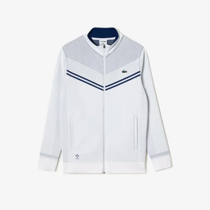 Sweaters and Sweatshirts Men Lacoste Men039s Lacoste Tennis X Daniil Medvedev PostMatch Jacket White Navy Blue Bed