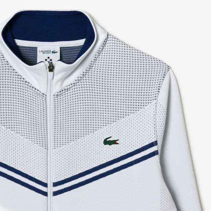 Sweaters and Sweatshirts Men Lacoste Men039s Lacoste Tennis X Daniil Medvedev PostMatch Jacket White Navy Blue Bed