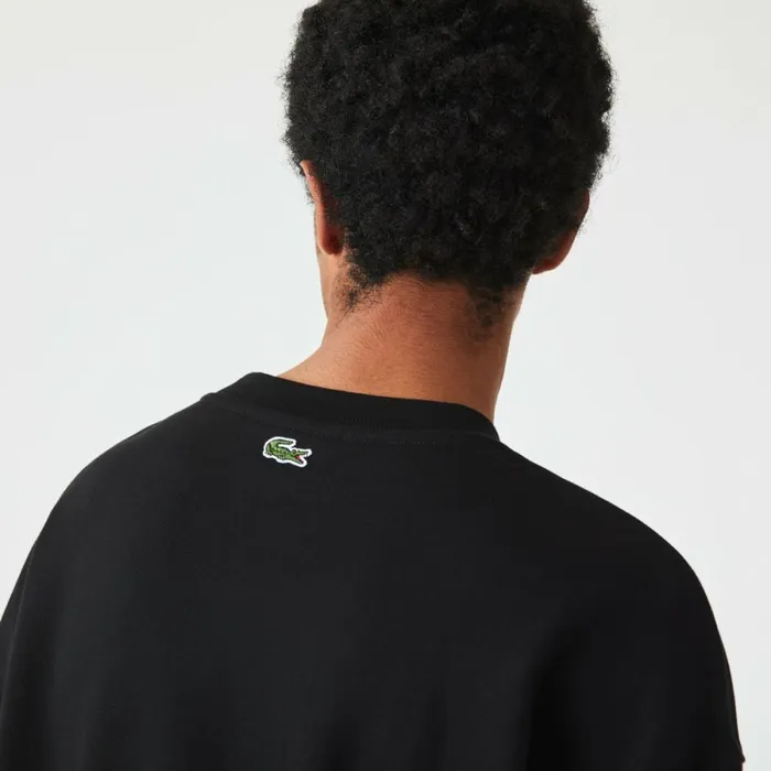 Sweaters and Sweatshirts Men Lacoste Men039s Loose Fit Branded Monogram Print Sweatshirt Black 031