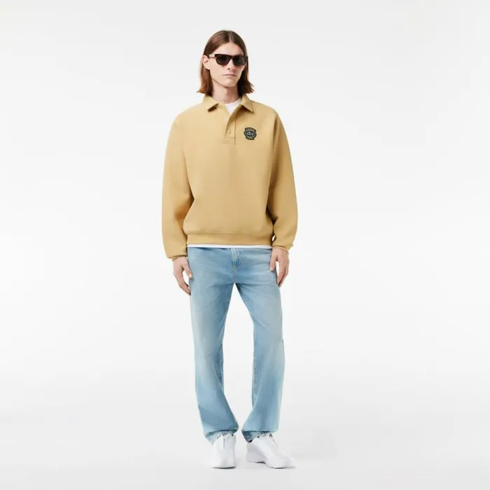 Sweaters and Sweatshirts Men Lacoste Men039s Loose Fit Piqu Sweatshirt Beige Ixq