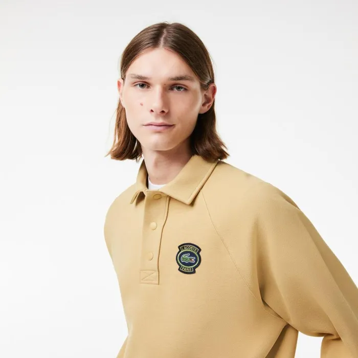 Sweaters and Sweatshirts Men Lacoste Men039s Loose Fit Piqu Sweatshirt Beige Ixq