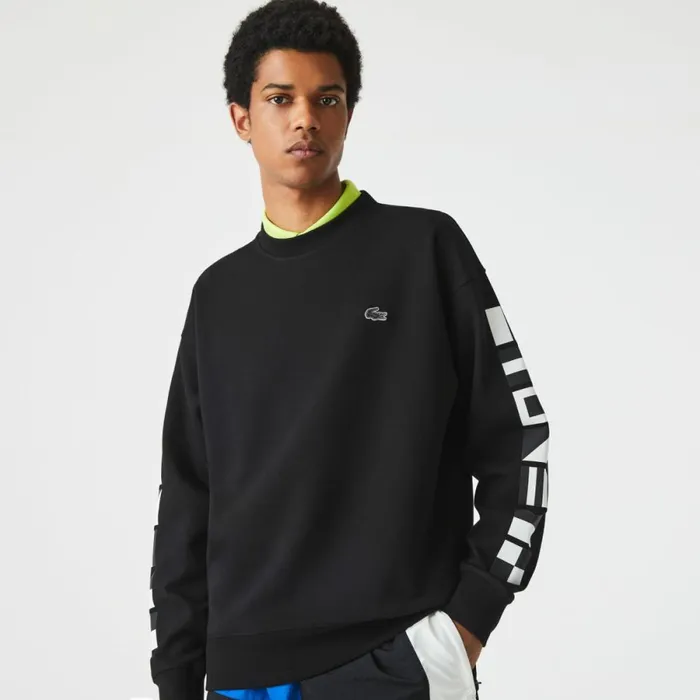 Sweaters and Sweatshirts Men Lacoste Men039s Loose Fit Reflective Print Sweatshirt Black 031 Sweaters and Sweatshirts Men Lacoste Men039s Loose Fit Reflective Print Sweatshirt Black 031