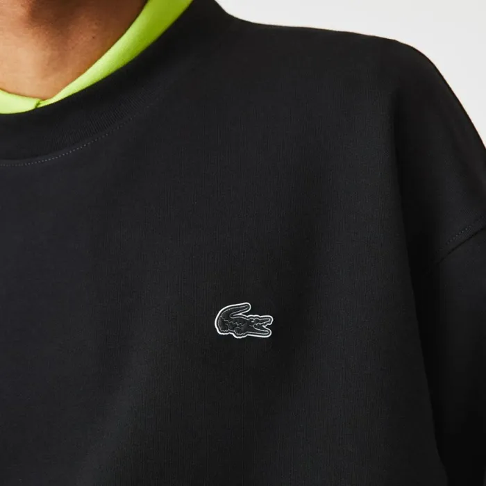 Sweaters and Sweatshirts Men Lacoste Men039s Loose Fit Reflective Print Sweatshirt Black 031