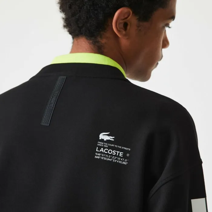 Sweaters and Sweatshirts Men Lacoste Men039s Loose Fit Reflective Print Sweatshirt Black 031