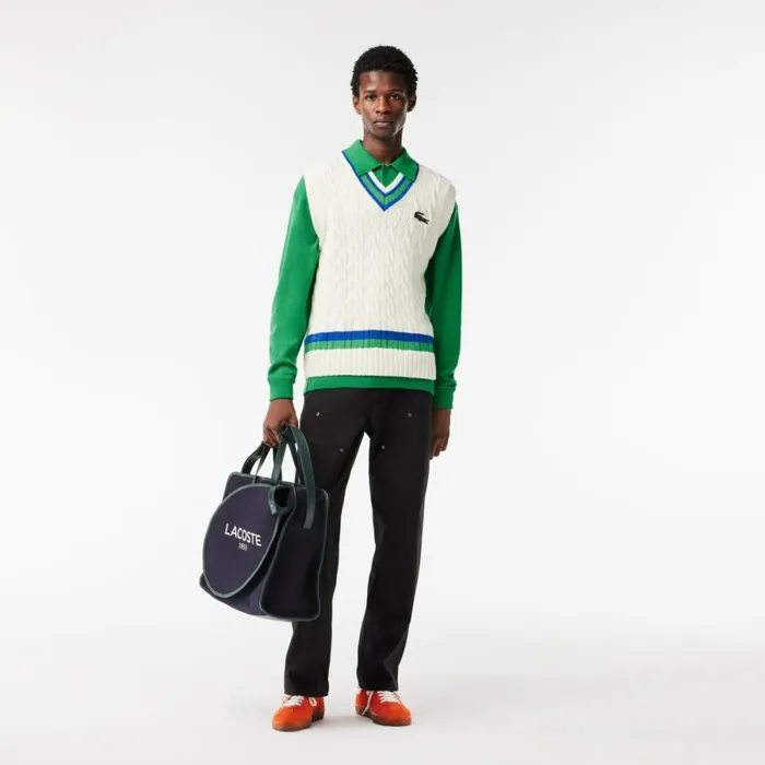 Sweaters and Sweatshirts Men Lacoste Men039s Relaxed Fit Polo Collar Wool Sweater Green Siw