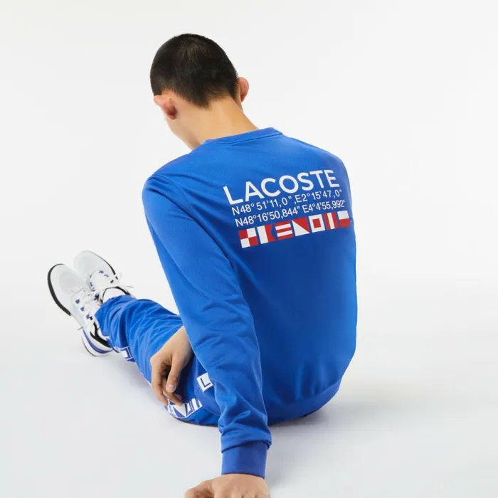 Sweaters and Sweatshirts Men Lacoste Men039s SPORT Printed Tennis Sweatshirt Blue K1q