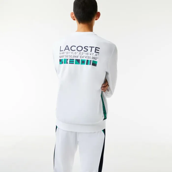 Sweaters and Sweatshirts Men Lacoste Men039s SPORT Printed Tennis Sweatshirt White 001