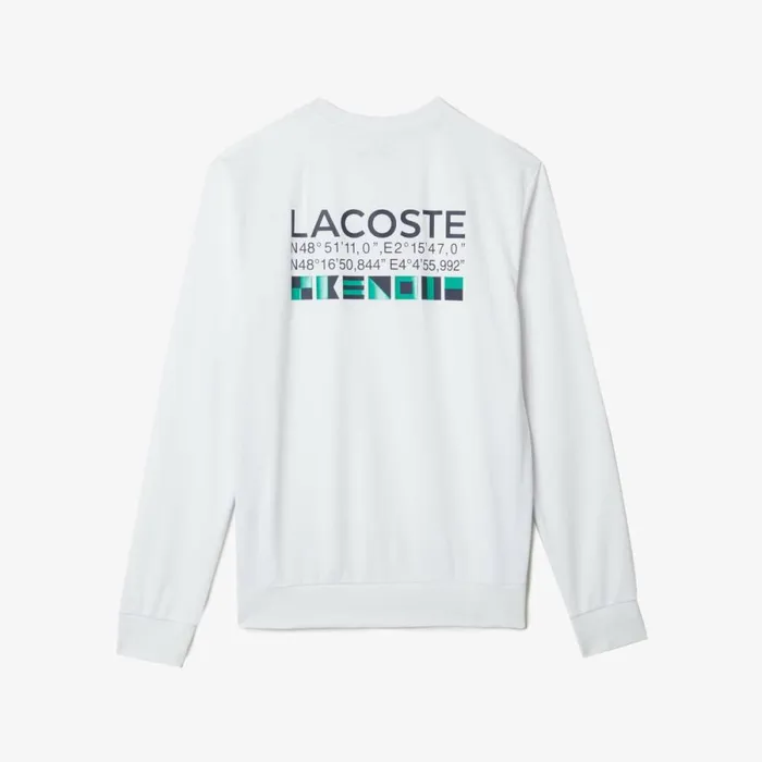 Sweaters and Sweatshirts Men Lacoste Men039s SPORT Printed Tennis Sweatshirt White 001