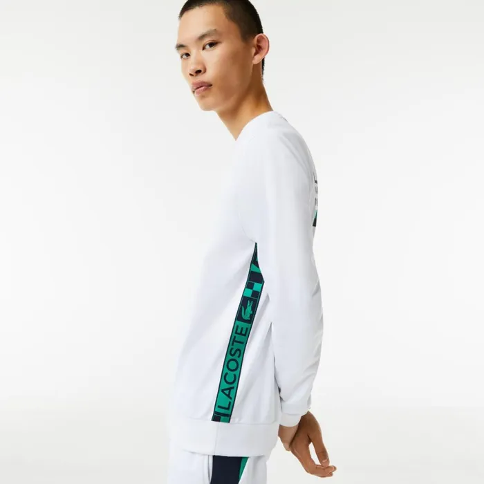 Sweaters and Sweatshirts Men Lacoste Men039s SPORT Printed Tennis Sweatshirt White 001