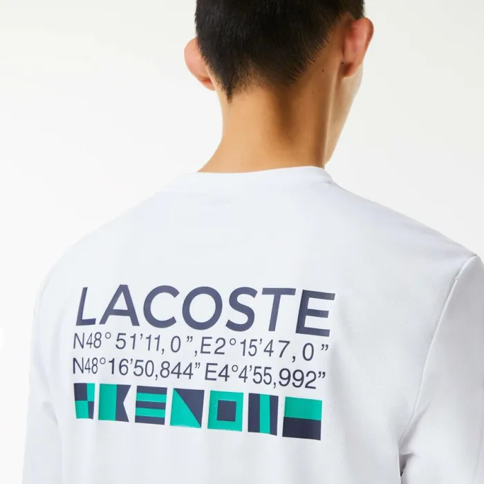 Sweaters and Sweatshirts Men Lacoste Men039s SPORT Printed Tennis Sweatshirt White 001