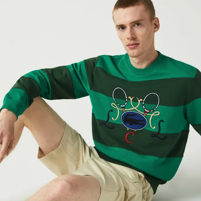 Sweaters and Sweatshirts Men Lacoste Men039s Tennis Design Crew Neck Striped Cotton Fleece Sweatshirt Green Cwd Sweaters and Sweatshirts Men Lacoste Men039s Tennis Design Crew Neck Striped Cotton Fleece Sweatshirt Green Cwd