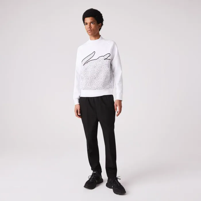 Sweaters and Sweatshirts Men Lacoste Mens Crew Neck Oversized Crocodile Cotton Blend Sweatshirt White 001 Sweaters and Sweatshirts Men Lacoste Mens Crew Neck Oversized Crocodile Cotton Blend Sweatshirt White 001
