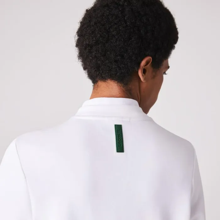 Sweaters and Sweatshirts Men Lacoste Mens Crew Neck Oversized Crocodile Cotton Blend Sweatshirt White 001