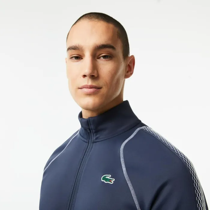 Sweaters and Sweatshirts Men Lacoste Mens Lacoste Tennis X Daniil Medvedev ZipUp Sweatshirt Blue White C9c