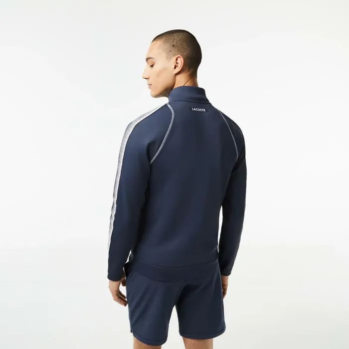 Sweaters and Sweatshirts Men Lacoste Mens Lacoste Tennis X Daniil Medvedev ZipUp Sweatshirt Blue White C9c