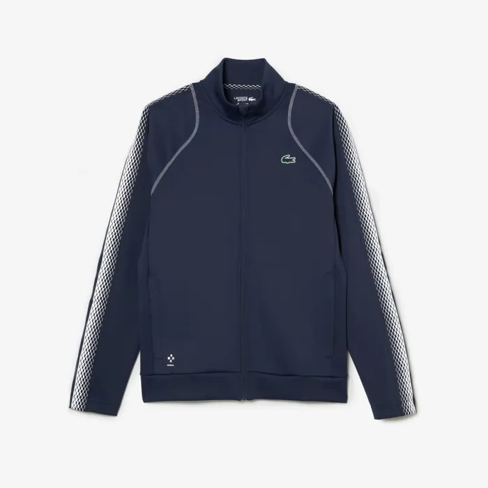 Sweaters and Sweatshirts Men Lacoste Mens Lacoste Tennis X Daniil Medvedev ZipUp Sweatshirt Blue White C9c