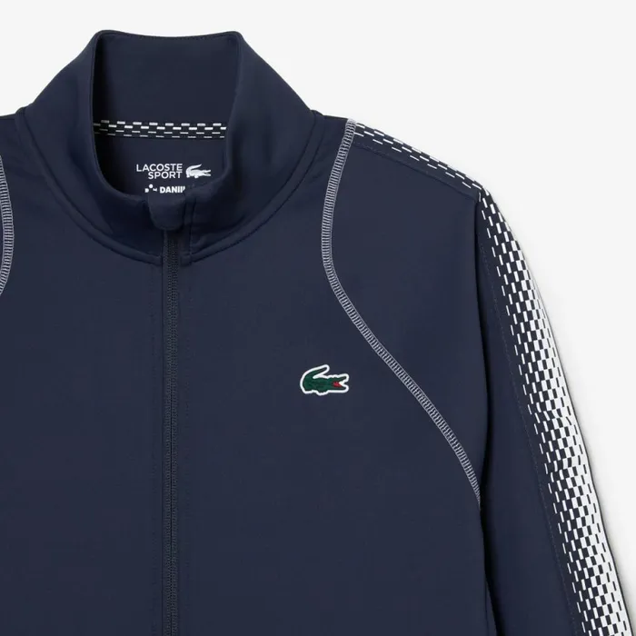 Sweaters and Sweatshirts Men Lacoste Mens Lacoste Tennis X Daniil Medvedev ZipUp Sweatshirt Blue White C9c