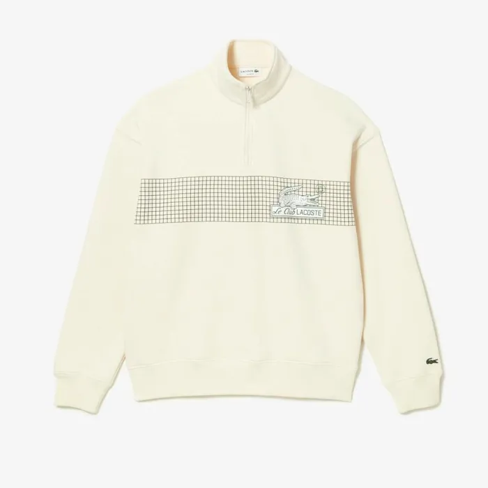 Sweaters and Sweatshirts Men Lacoste Mens Loose Fit Organic Cotton Half Zip Sweatshirt Cream Xfj