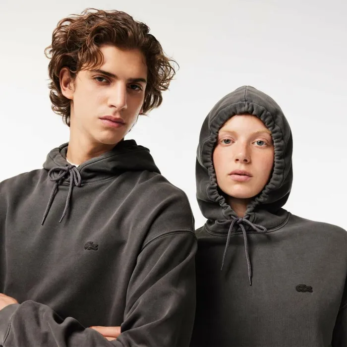 Sweaters and Sweatshirts MenWomen Lacoste Unisex Loose Fit Cotton Fleece Hoodie Grey S0i