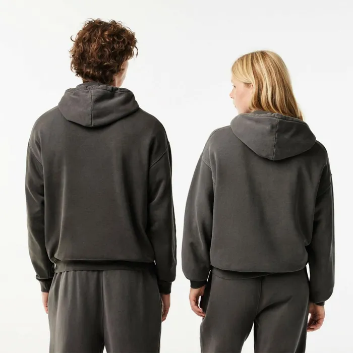 Sweaters and Sweatshirts MenWomen Lacoste Unisex Loose Fit Cotton Fleece Hoodie Grey S0i