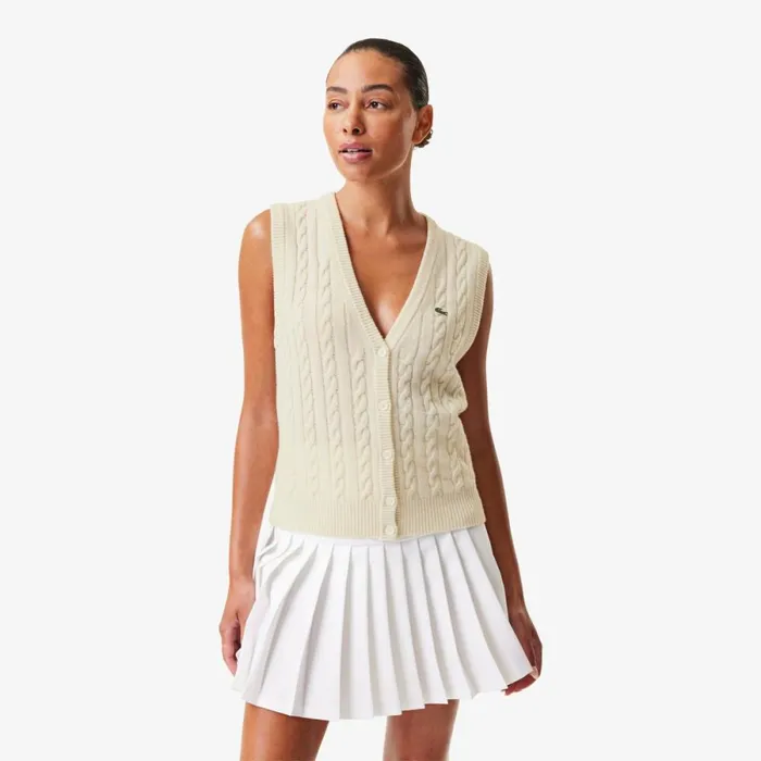 Sweaters and Sweatshirts Women Lacoste Women039s Lacoste X Bandier Sleeveless Cashmere Cardigan White 70v Sweaters and Sweatshirts Women Lacoste Women039s Lacoste X Bandier Sleeveless Cashmere Cardigan White 70v
