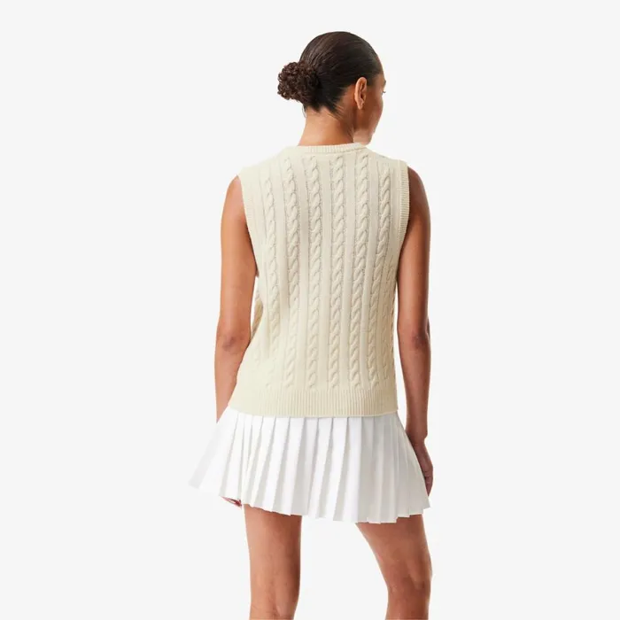 Sweaters and Sweatshirts Women Lacoste Women039s Lacoste X Bandier Sleeveless Cashmere Cardigan White 70v