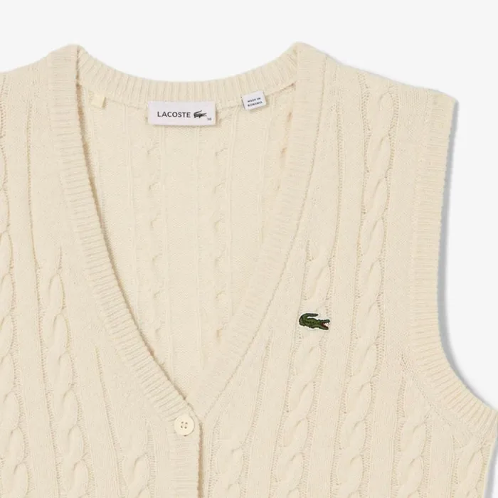 Sweaters and Sweatshirts Women Lacoste Women039s Lacoste X Bandier Sleeveless Cashmere Cardigan White 70v