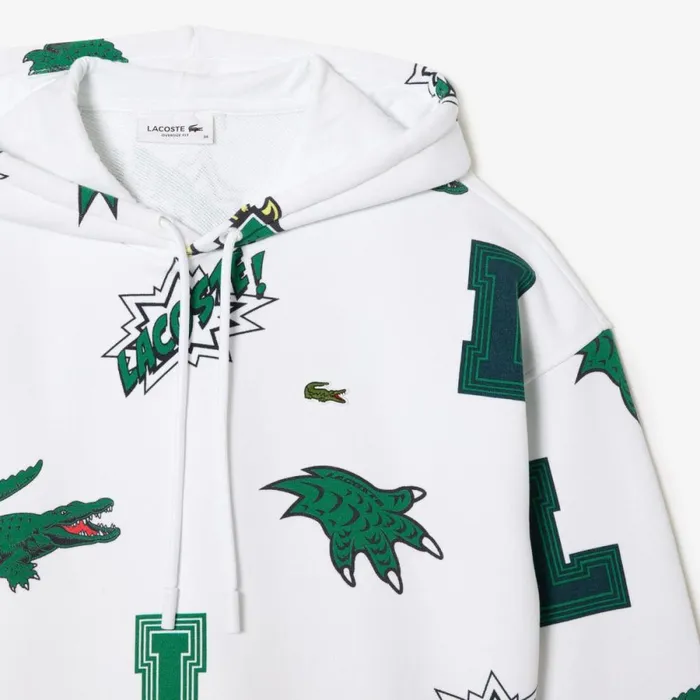 Sweaters and Sweatshirts Women Lacoste Women039s Oversized Fleece Hoodie White 001