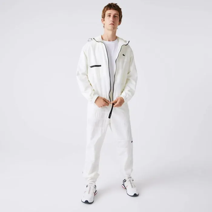 Sweatpants and Trousers Men Lacoste Men039s Patchwork WaterRepellent Joggers White B5l