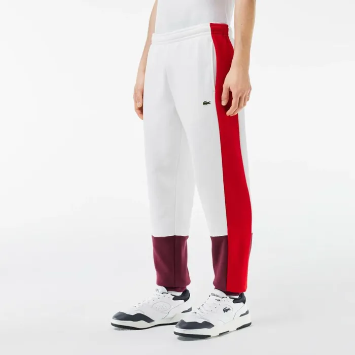Sweatpants and Trousers Men Lacoste Men039s Regular Fit Colorblock Joggers White Red Bordeaux Ig7