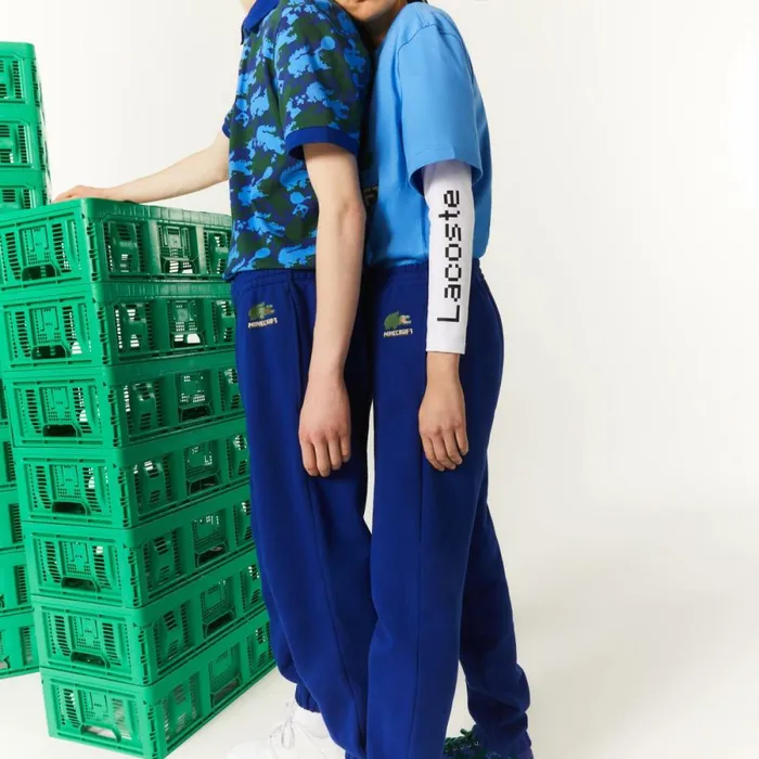 Sweatpants and Trousers MenWomen Lacoste Unisex Lacoste X Minecraft Organic Cotton Fleece Sweatpants Blue Bdm