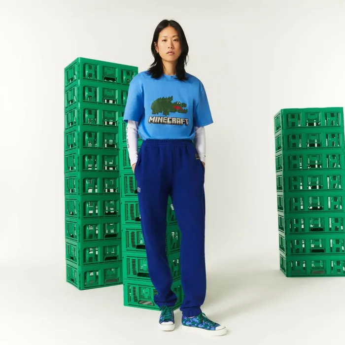 Sweatpants and Trousers MenWomen Lacoste Unisex Lacoste X Minecraft Organic Cotton Fleece Sweatpants Blue Bdm