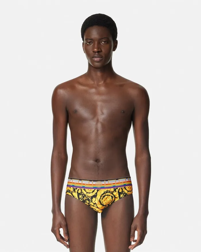 Swimwear Men Versace Pride Barocco Swim Briefs Blackprint