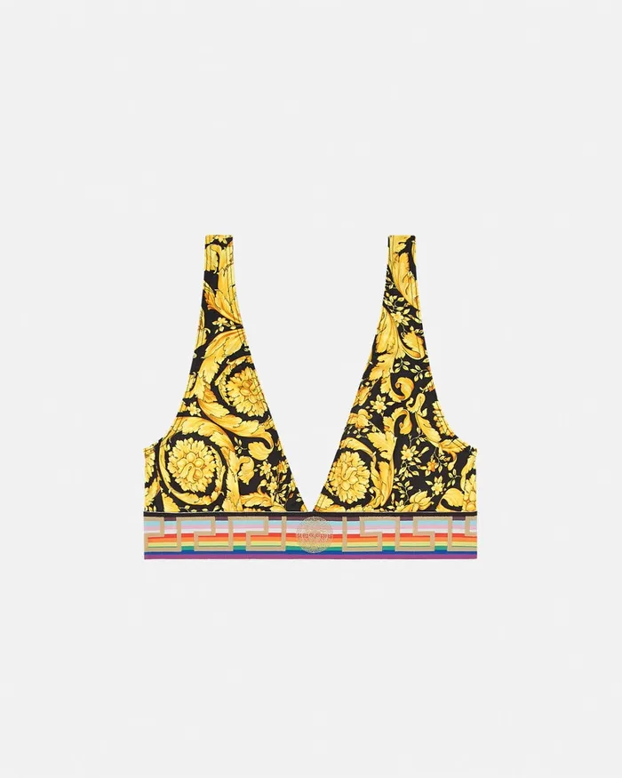Swimwear Women Versace Pride Barocco Triangle Bikini Top Blackprint