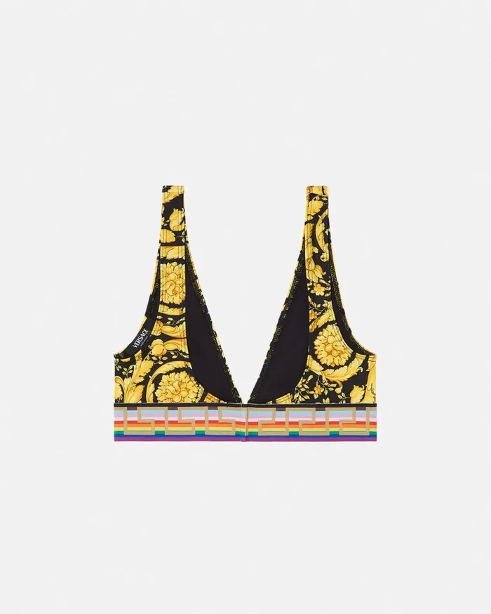 Swimwear Women Versace Pride Barocco Triangle Bikini Top Blackprint